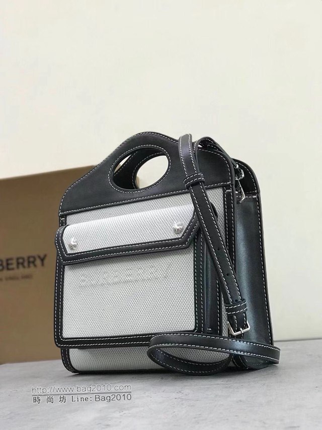 Burberry專櫃新款女包 巴寶莉雙色托特包手提包肩背包  db1147